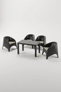 Olivia 4 Kişilik Minderli Raddan Oturma Grubu 70x120 Yüksek Sehpalı Balkon Teras Bahçe Takımı